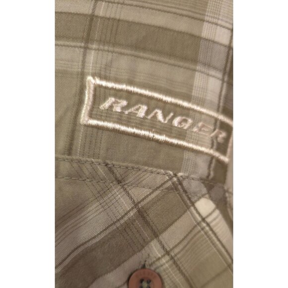 Polaris Ranger Mens 2XL Brown Plaid Button Up Long Sleeve Epaulettes Logo Shirt - Picture 4 of 13